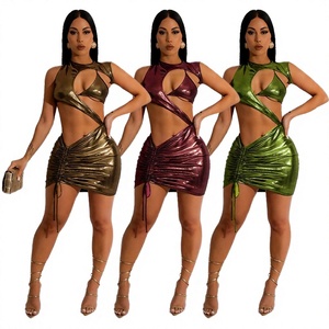 YZ 2026 Sexy Summer Natural Fashion Hot Selling Breathable Eco-Friendly O-Neck Solid Color Elastic <b>Gold</b> Formal <b>Dresses</b> Women's - Product Image 4