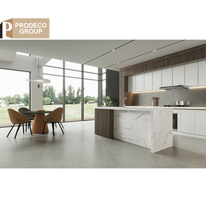 Mueble de Cocina Moderno en Forma de <span class=keywords><strong>L</strong></span> Personalizado y Ecológico con Base de Fregadero de Metal, Encimera de Laminado/Resina y Grifo para Apartamento - Product Image 3