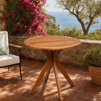 Table de bistrot ronde moderne pour l'extérieur avec plateau à lattes pour patio et balcon