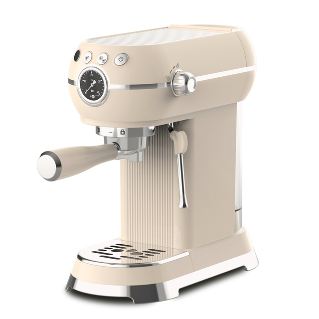 20Bar Pump Retro Style Espresso Machine Stainless Steel Household Coffee Maker with Optional Capsule Portafilter for Hotels
