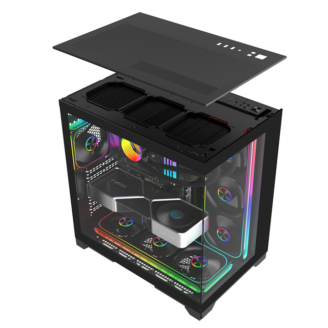 Full Tower Desktop with Lcd Side Glass White Pc Casing Cpu Cabinet Atx Cooling Gaming Sea Gabinete Pc View  Computer case