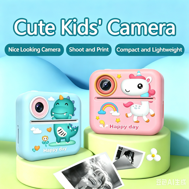 Instant Print Kids Camera 200DPI Thermal Printer 2.4" Screen DIY Toy Camera for Boys Girls Gift