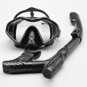 Diving Mask Snorkel Set Black Tempered Glass Anti Fog Waterproof Snorkeling Gear Full Face Mask With Breath Tube For Swimming - Product Image 1
