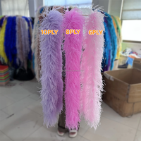 Plumes d'Autruche Naturelles Boa 1 3 6 10 15ply, Plumes de Couleur Fluffy pour Artisanat, Vêtements, Décoration de Robe de Mariage, Châle Plumas, 2M