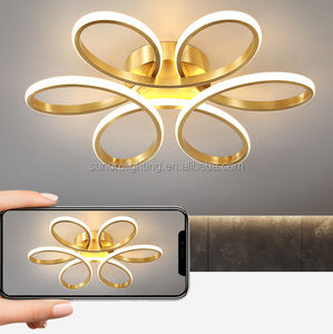 モダンな3色温度60Wリモコン付きシーリングライト、3段階調光、花びらデザイン、現代的なアクリルカバー、リビングルーム用ホームデコレーション - Product Image 2