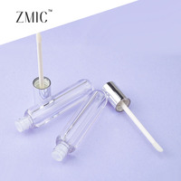 Tube de brillant à lèvres transparent de 4 ml, flacon vide rond avec bouchon argenté, conteneur d'huile à lèvres à marque privée, pot de rouge à lèvres liquide avec bouchon anti-fuite