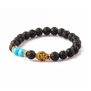 Pulsera de encanto malaquita verde de Buda, pulsera de cuentas de los hombres al por mayor - Product Image 6