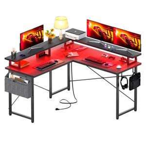 Scrivania Angolare da Gaming Moderna con Mensole Portaoggetti Scrivania da Ufficio con Superficie in MDF Mobili per Camera da Letto Uso Domestico - Product Image 1