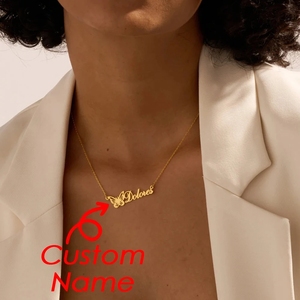 Collana con nome farfalla in acciaio inossidabile personalizzata moda donna con catena a maglie nuova gioielleria Dropshipping con ciondolo personalizzato - Product Image 2