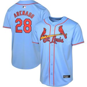 Nolan Arenado St. Louis Cardinals #28 Light Blue Alternate Kids Jersey Moisture Wicking <b>Baseball</b> Apparel - Product Image 1