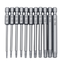 11/12 pièces 50/75/100mm jeu d'embouts de sécurité inviolable tournevis de qualité industrielle forets poignée en acier Torx tête plate 1/4 hexagonale