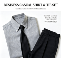 Chemise habillée formelle en twill à col boutonné pour homme, en lin léger, coupe ajustée, manches longues, pour affaires, décontractée, bureau, trajets quotidiens, personnalisable OEM