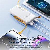 Un kit de banque d'alimentation en PVC léger et fin de 22.5W à charge super rapide de 20000mah avec câble de charge rapide intégré et affichage LED