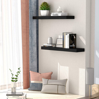 Étagère murale décorative noire naturelle pour la maison, rangement et organisation, étagères en bois flottantes, finition durable résistante
