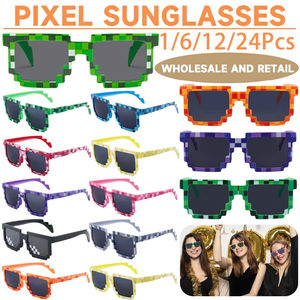 Lunettes de soleil mosaïque pour diffusion en direct, lunettes PC noires stylées, parodie pixelisée d'anime, lunettes amusantes pour le témoin, lunettes étonnantes - Product Image 1