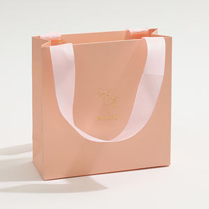 Bolsa de Papel de Lujo para Joyería OEM, con Logotipo Personalizado, Linda Bolsa Pequeña para Regalo de Boda, Bolsas de Compras, Bolsa de Papel para Empaque de Joyería con Cinta - Product Image 6