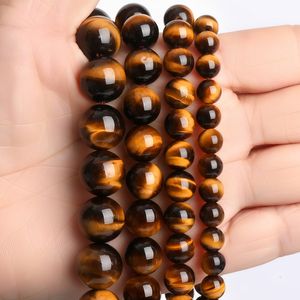 Großhandel natürliche gelbe Tigerauge Perlen Hochwertige lose Edelstein Perlen für DIY Schmuck herstellung Armband Halskette Lieferungen - Product Image 2