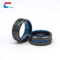 Bague de paiement sans contact en acier tungstène et céramique, double puce NFC RFID, mini-étiquette, 13,56 MHz, étanche, lecture 1-10 cm, contrôle d'accès