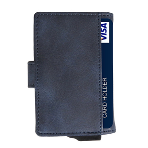 Unisex Genuine Leather Short Bifold <b>Wallet</b> With <b>RFID</b> <b>Blocking</b> Card Holder Money Clip Snap Closure Canvas Lining - Product Image 5