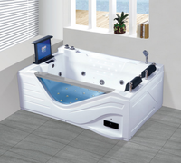 Baignoire de massage à remous moderne en acrylique de luxe pour 2 personnes, avec télévision et drain