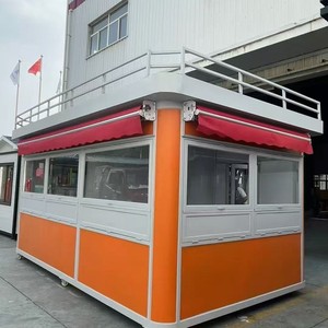 Kiosque alimentaire mobile 4,8 m en acier inoxydable, boîte carrée, utilisation extérieure, chariot de nourriture de rue commercial - Product Image 1