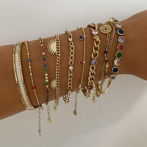 Bracelet classique en acier inoxydable avec motif géométrique et zircon noir en or 18 carats pour anniversaire - Product Image 3