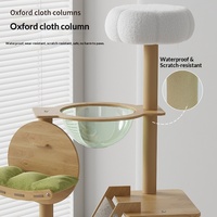 Arbre à chat minimaliste de grande taille en panneau de densité, avec griffoir et maisonnette intégrées, pour chat peu encombrant