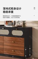 Table de toilette moderne en rotin et bois avec rotation à 360° °   Bureau rotatif avec rangement latéral et panneau perforé, coiffeuse de chambre avec commode