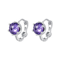 Boucles d'oreilles créoles en argent sterling 925, multicolores, avec zircon cubique rond, bijoux fins, cadeau pour femmes et filles