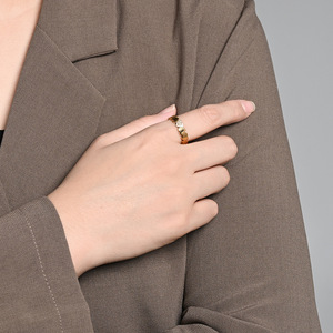 Heart Shape <b>Titanium</b> Steel <b>Ring</b> With Micro Pave Diamonds For Women Gift Jewelry - Product Image 2