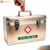 Boîtes de premiers secours en aluminium de haute qualité avec broderie, étui rigide pour urgences médicales, trois en un, avec sangle d'épaule et boucle pour le rangement