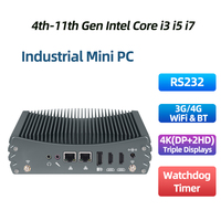 PC industriels à triple écran, 8 ports USB, mini PC sans ventilateur, OEM d'usine, 2 ports COM, 2 ports LAN, ordinateur industriel embarqué, 4K HD, Intel 4/6/7/8/10e génération