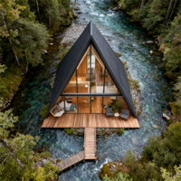 Maison préfabriquée de luxe en Chine Maison préfabriquée Toit triangulaire Cabine modulaire Petites maisons pour salon Chambre à coucher Salle de bain
