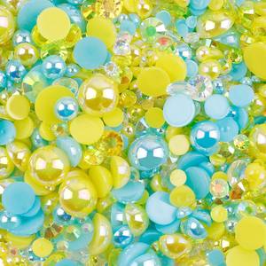 半円形パール樹脂ダイヤモンド、電気メッキネイルドリル、混合フラットパールケースDIYジュエリー樹脂アクセサリー - Product Image 2