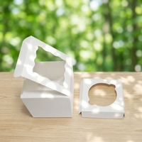 Boîte cadeau pliante personnalisée pour muffin individuel, emballage en papier pour dessert avec fenêtre