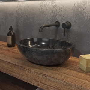 Lavabo in marmo nero da 45 cm Litos-LEN40 Kamalu Prodotto elegante e durevole - Product Image 2