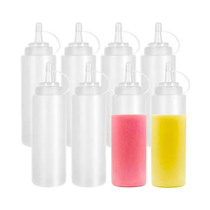 8oz Plastic Squeeze Bottles Multipurpose Squirt Bottles for Ketchup Barbecue Sauces Syrup Dressings Arts Crafts