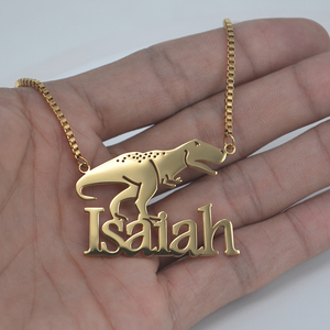Custom Jewelry Gold Plated Personalized <strong>Kids</strong> Gift Cartoon Pendant Chain Character <strong>Name</strong> Plate <strong>Necklace</strong> - Product Image 5