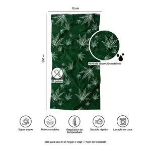 Serviette de bain en microfibre 150x75 cm, motif feuille de cannabis, absorbante, pour usage domestique - Product Image 3