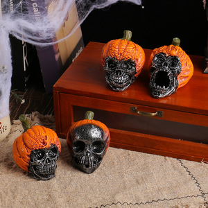 Figura de Resina de Calavera de Halloween con Sombrero de Calabaza, Accesorio de Terror para <span class=keywords><strong>Escape</strong></span> <span class=keywords><strong>Room</strong></span>, Decoración Gótica de Cabeza, Adorno para Fiesta en Casa - Product Image 3