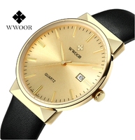 Montre à quartz pour homme Wwoor 8826p 8826, montre de luxe, mode, affaires, étanche, bracelet en cuir, acier inoxydable, montre-bracelet originale