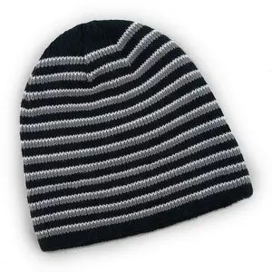 8 אינץ לסרוג כובע פסים כפה רגיל גולגולת cuffless כובעי חדש חורף מותאם אישית ארוג לוגו מבוגרים ילדים זול כובעי ספורט בימס