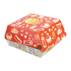 Custom Food Grade Hamburger usa e getta imballaggio in carta scatola di Hamburger con il Design