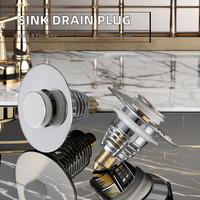 Tapón de drenaje de lavabo antiobstrucción colorido, colador de tapón emergente cromado de latón de acero inoxidable para Baño