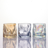 Mug à eau en verre transparent de luxe unique, design moderne et éblouissant, vide, 240 ml, 280 ml, arc-en-ciel, style nordique