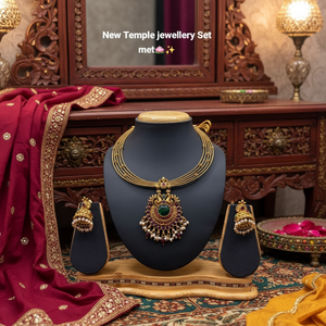 High Quality Traditional South Indian Ethnic Brass Bridal <b>Set</b> Zircon Flower Design Rose <b>Gold</b> Plated Latest Designed Customized - Product Image 3