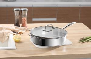 Set di <span class=keywords><strong>pentole</strong></span> per la casa da 9 pezzi in acciaio inossidabile rivestito multistrato con coperchi, padelle resistenti, <span class=keywords><strong>servizio</strong></span> OEM & ODM - Product Image 4