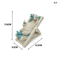Figurine en résine sur le thème de la plage, ours polaire mignon sur chaise longue, décoration nautique côtière pour la maison, le bureau, le salon