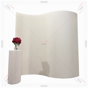Moderno sfondo rotondo in PVC matrimonio sfondo arco ondulato colore bianco e colore <span class=keywords><strong>rosso</strong></span> sfondo fiore - Product Image 4
