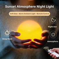Lampe LED Coucher de Soleil à Télécommande, 3 Modes de Luminosité, Rechargeable, Veilleuse d'Ambiance pour Chambre, Photographie, Décoration Intérieure, Cadeau